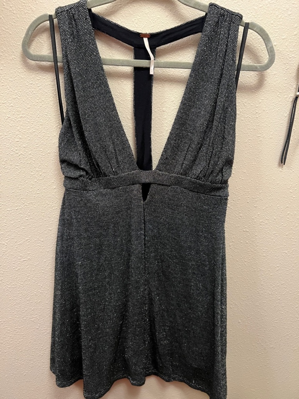 Free People Black and Silver Metallic Dress